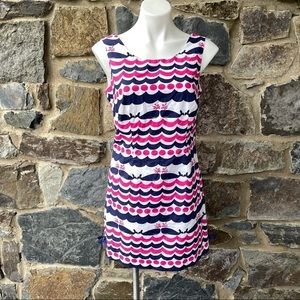 Lilly Pulitzer Dress Whales Tails Delia Shift Pink